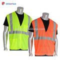 Gilet réfléchissant de haute visibilité orange de la classe 2 de sécurité haut Gilet réfléchissant de veste de maille de 360 ​​degrés avec des poches et impression faite sur commande de logo